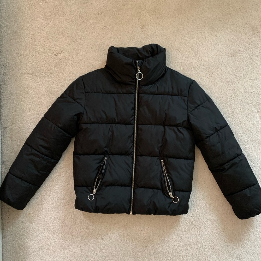 Altar’d state black O-ring zip up puffer